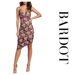 BARDOT Dalia Asymmetrical Lace Sheath Dress